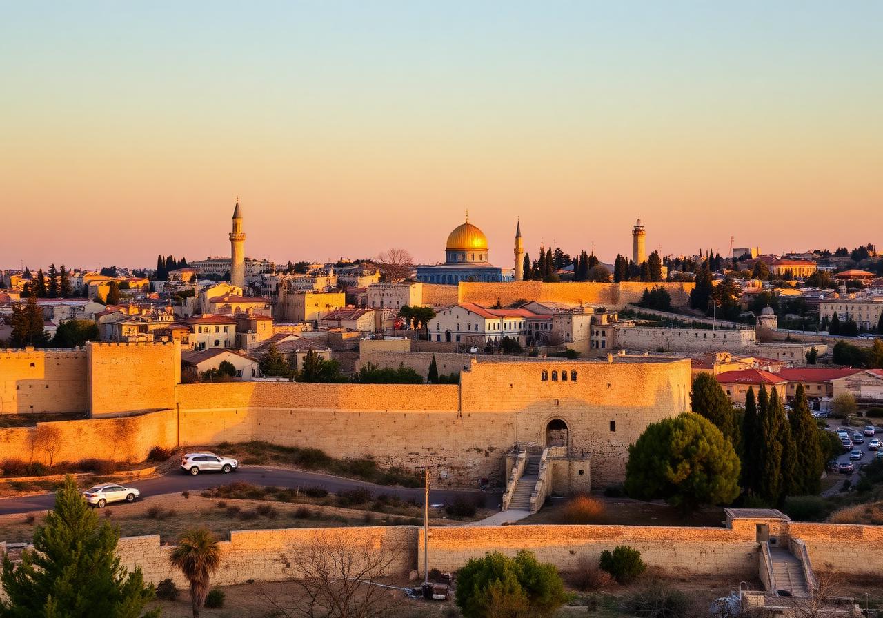 Jerusalem Old City at sunset